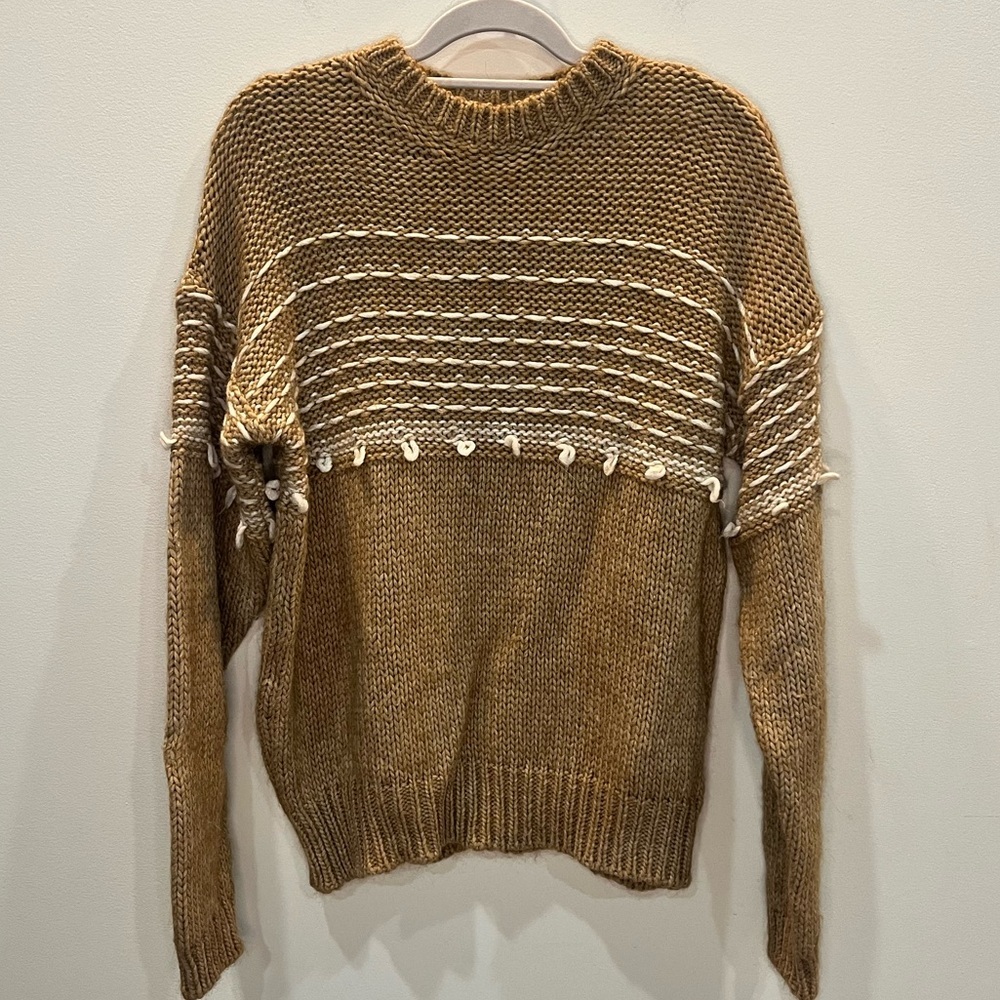 Anthropologie Brand Elsamanda Brown Alpaca Wool Blend Sweater Women's Size Large